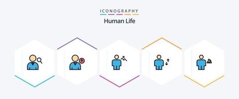 Symbolpaket mit 25 gefüllten Linien für Menschen, einschließlich Körper. Umzug. Hügel. menschlich. Körper vektor