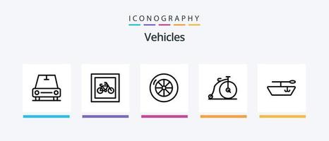 Vehicles Line 5 Icon Pack inklusive . Sport. . kreatives Symboldesign vektor