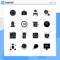 Aktienvektor-Icon-Pack mit 16 Zeilenzeichen und Symbolen für Audio-Grabstein-Klumpengrab-Seo-editierbare Vektordesign-Elemente vektor