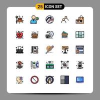 Stock Vector Icon Pack mit 25 Linienzeichen und Symbolen für den Kauf von grundlegenden Pfeil-Avatar-Benutzer-editierbaren Vektordesign-Elementen