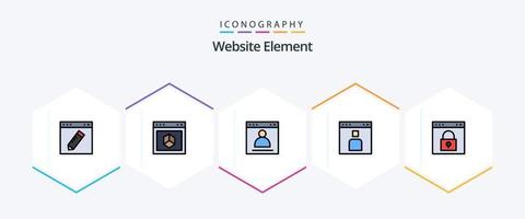 hemsida element 25 fylld linje ikon packa Inklusive gränssnitt. avatar. internet. profil. logga in vektor