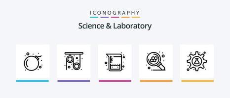 vetenskap linje 5 ikon packa Inklusive vetenskap. experimentera. atomer. Sök. molekyl. kreativ ikoner design vektor