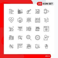 Stock Vector Icon Pack mit 25 Linienzeichen und Symbolen für bearbeitbare Vektordesign-Elemente für Rollenfilmpistolenanlagenbuch