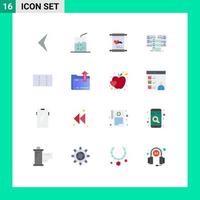 mobil gränssnitt platt Färg uppsättning av 16 piktogram av mapp layout far server data redigerbar packa av kreativ vektor design element
