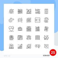 25 Zeilenpaket für Benutzeroberflächen mit modernen Zeichen und Symbolen des Anwendungsdokuments Moschee Haus Islam editierbare Vektordesign-Elemente vektor