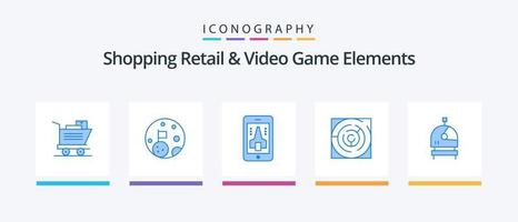 Einkaufen von Einzelhandels- und Videospielelementen Blue 5 Icon Pack inklusive Helm. Muster. spielen. Strategie. Karte. kreatives Symboldesign vektor