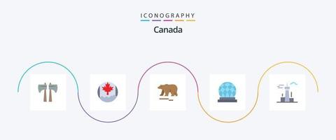 kanada platt 5 ikon packa Inklusive torn. byggnader. polär. arkitektur och stad. stad vektor
