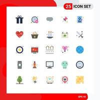 25 thematische Vektor-Flachfarben und editierbare Symbole für Liebesstandort-Pin-Chat-Online-Taxi-Buchungs-Pin-editierbare Vektordesign-Elemente vektor