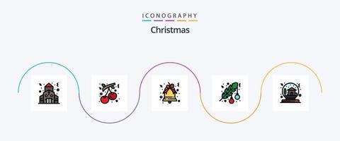 weihnachtslinie gefüllt flach 5 icon pack inklusive weihnachten. Blatt. Glocke. Punkt. Weihnachten vektor