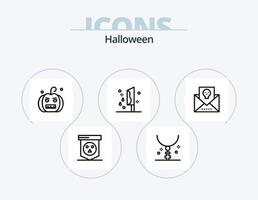 halloween linje ikon packa 5 ikon design. Skräck. styrelse. monster. flaska. kemisk vektor