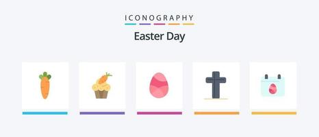 Ostern Flat 5 Icon Pack inklusive Ostern. Christian. Karotte. Feier. Ei. kreatives Symboldesign vektor