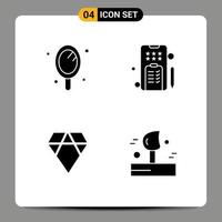 4 solides Glyphenkonzept für mobile Websites und Apps Beauty Coin Salon Notepad Kryptowährung editierbare Vektordesign-Elemente vektor