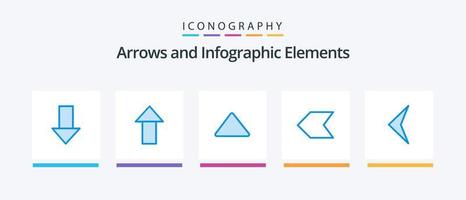 Pfeil blau 5 Icon Pack inklusive . zurück. hoch. Pfeil. Zeiger. kreatives Symboldesign vektor