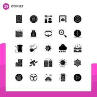 grupp av 25 fast glyfer tecken och symboler för jord öppen sekreterare e-handel spa redigerbar vektor design element
