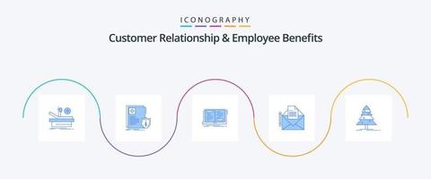 kund relation och anställd fördelar blå 5 ikon packa Inklusive brev. meddelande. hälsa. post. skrivning vektor