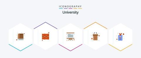 universitet 25 platt ikon packa Inklusive id. Tal. svarta tavlan. talarstolen. podium vektor