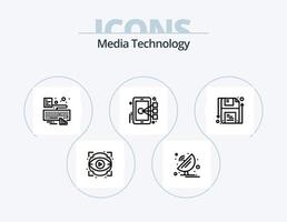 media teknologi linje ikon packa 5 ikon design. öga. bärbar dator. antenn. kommunikation. vetenskap vektor