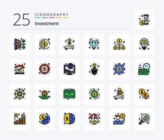 investering 25 linje fylld ikon packa Inklusive investering. pengar. investering. rikedom. investering vektor