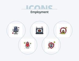 Beschäftigungslinie gefüllt Icon Pack 5 Icon Design. Geschäft. Fachmann. Leistung. Podium. Medaille vektor