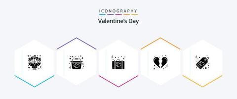 Valentinstag 25 Glyphen-Icon-Pack inklusive Herz. Herz. romantisch. gebrochen. Romantik vektor