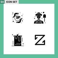 Solide Glyphenpackung mit 4 universellen Symbolen für Gleichheit Kuchen Frieden männliche Partei editierbare Vektordesign-Elemente vektor