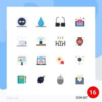 16 flache Farbpakete für die Benutzeroberfläche mit modernen Zeichen und Symbolen von Kaffee-Tutorials lesen Smartphone-Lernen editierbares Paket kreativer Vektordesign-Elemente vektor