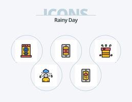 regnig linje fylld ikon packa 5 ikon design. regn. temperatur. temperatur. regnig. maskin vektor