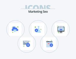 marknadsföring seo platt ikon packa 5 ikon design. blogg. inställningar. ansluta. forskning bearbeta. kugghjul vektor