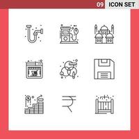 9 kreativ ikoner modern tecken och symboler av uppkopplad Lagra affär gas station uppkopplad måne redigerbar vektor design element
