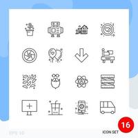 satz von 16 modernen ui symbolen symbole zeichen für tap kino home love circle editierbare vektordesignelemente vektor