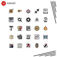 Stock Vector Icon Pack mit 25 Zeilenzeichen und Symbolen für die Zoom-Pfeile der Zahlungsrechnungsschaltfläche editierbare Vektordesign-Elemente