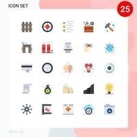 Set mit 25 kommerziellen flachen Farben für Hammer-Toolbox-Zielreparatur-Emojis, editierbare Vektordesign-Elemente vektor