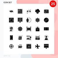 Solides Glyphenpaket mit 25 universellen Symbolen der Disco-Feier-Website-Datenwolke editierbare Vektordesign-Elemente vektor