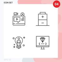 Satz von 4 Vektor-Filledline-Flachfarben auf Raster für Video-Idee YouTube Lademann editierbare Vektordesign-Elemente vektor