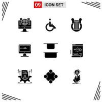 9 kreative Symbole moderne Zeichen und Symbole der Bildschirmanzeige Walk TV History editierbare Vektordesign-Elemente vektor