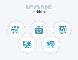hobbies blå ikon packa 5 ikon design. konst. hobbyer. skrädderi. väska. hobby vektor
