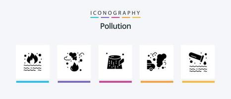 Verschmutzungsglyphe 5 Icon Pack inklusive . Rohr. Auto. Rohr. Gas. kreatives Symboldesign vektor