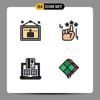 Aktienvektor-Icon-Pack mit 4 Zeilenzeichen und Symbolen für Geburtstags-Finanzbild-Marketing-Zahlungs-editierbare Vektordesign-Elemente vektor