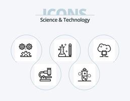 Wissenschaft und Technologie Linie Icon Pack 5 Icon Design. Notizbuch. notieren. Physikalische Wissenschaft. maschinelles Lernen. tiefes Lernen vektor