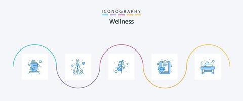 Wellness Blue 5 Icon Pack inklusive Spa. Massage. Olive. Bett. Gesundheitspflege vektor