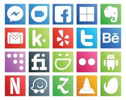 20 Social-Media-Icon-Packs, einschließlich Android Smugmug Kik Fiverr Behance vektor