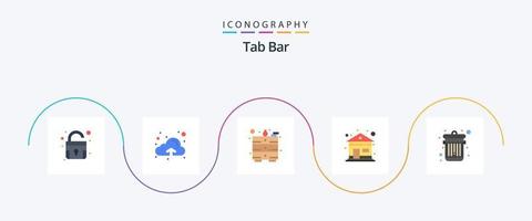 flik bar platt 5 ikon packa Inklusive . tabell. skräp. radera vektor