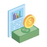 stapla räkningar med mynt kontanter och infographic vektor