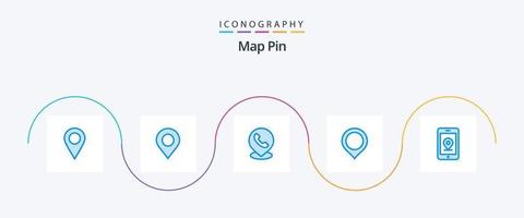 Map Pin Blue 5 Icon Pack inklusive. Karte. Internet vektor