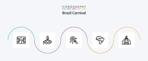 Brasilianische Karnevalslinie 5 Icon Pack inklusive Lolipop. Feier. Maske. Karneval. Brasilien vektor