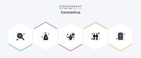 coronavirus 25 glyf ikon packa Inklusive sändare. spridning. medicinsk. coronavirus. varning vektor