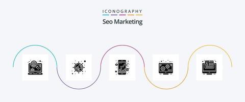 SEO Marketing Glyph 5 Icon Pack inklusive Web. Marketing. Markt. Wandlung. Förderung vektor