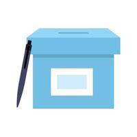 Wahlurne mit Stift isoliert Symbol vektor