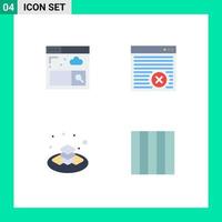4 thematische Vektor-Flachsymbole und editierbare Symbole von Browsergeschenk-Browser-Webseitenraster editierbare Vektordesign-Elemente vektor