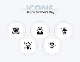 Happy Mothers Day Glyph Icon Pack 5 Icon Design. Frau. weiblich . Rose. Mutter vektor